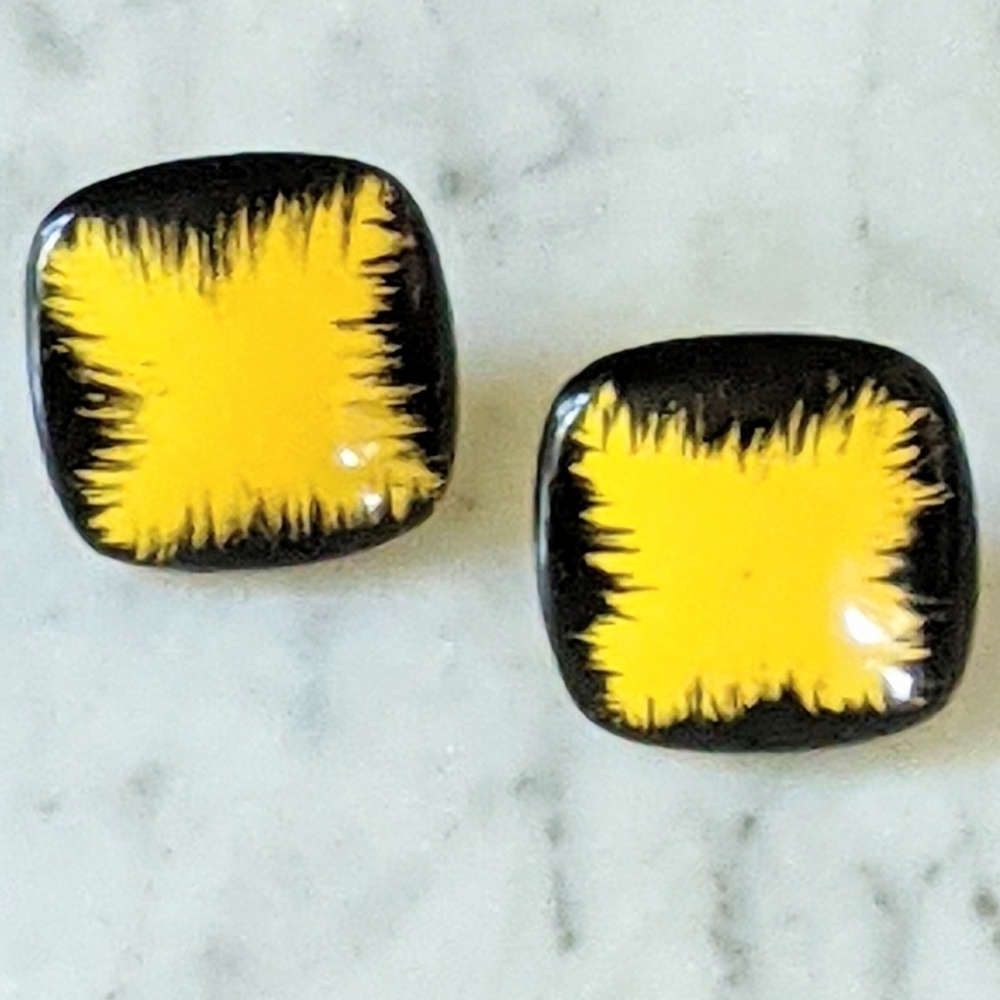 Vintage Black+Yellow Studs